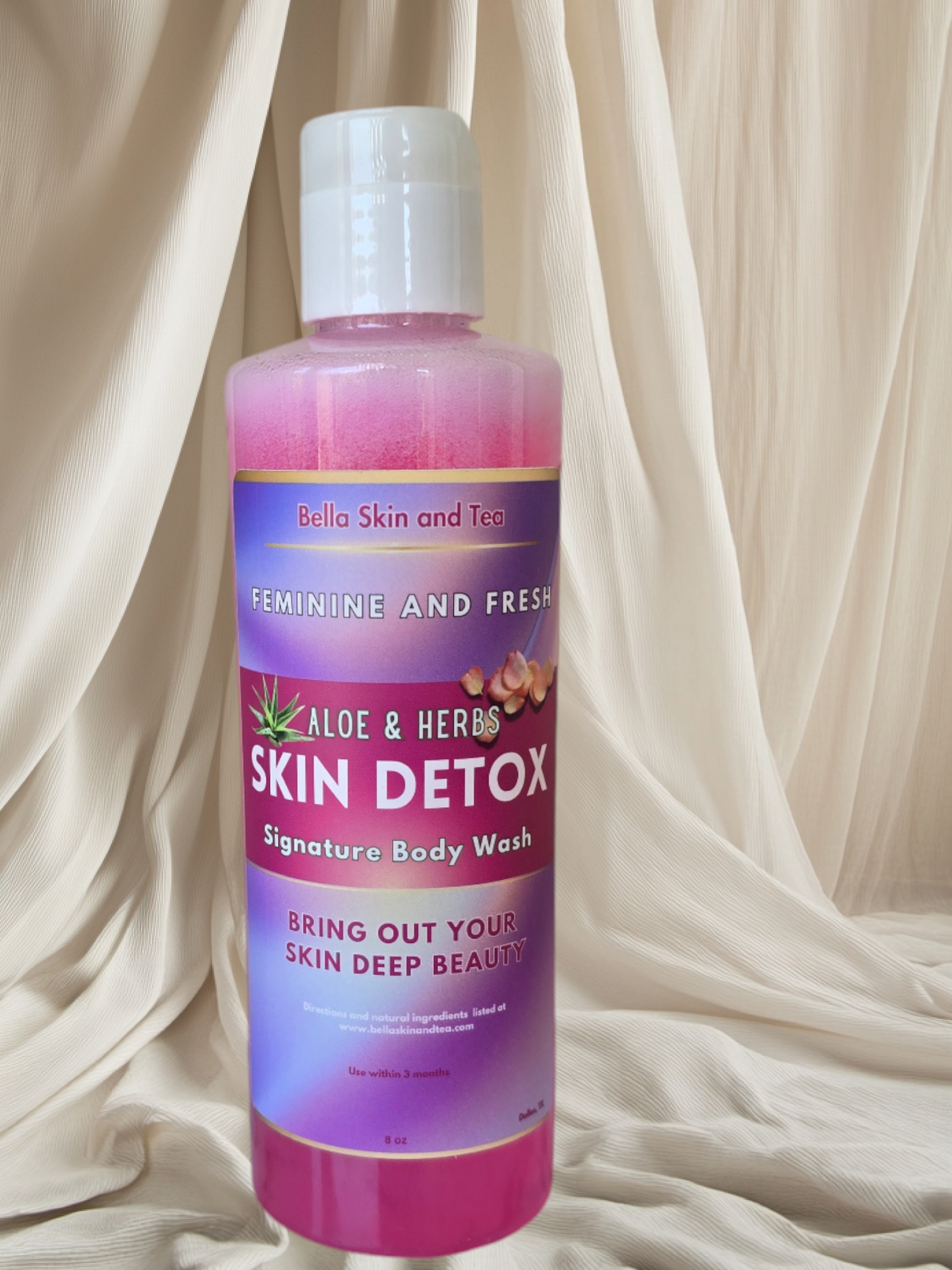 Bella's Skin Detox - Body Wash - Aloe and Herbs - Choose Pink or Purple